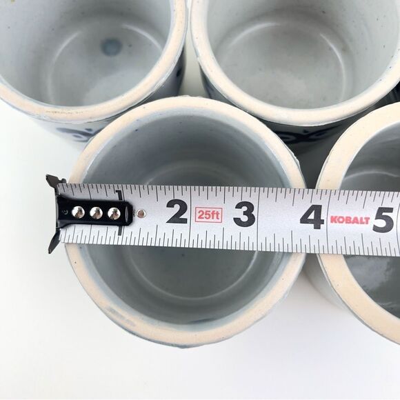 Salt Glaze Pottery Dish Boho Blue Glaze Handmade Vintage Ceramic Bowl Set Of 5 - Picture 7 of 7